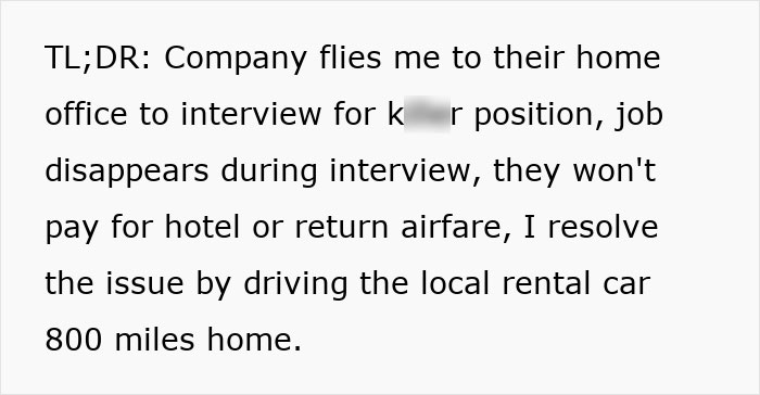 Summary of job interview troubles and epic revenge with rental car drive home Summary of job interview troubles and epic revenge with rental car drive home