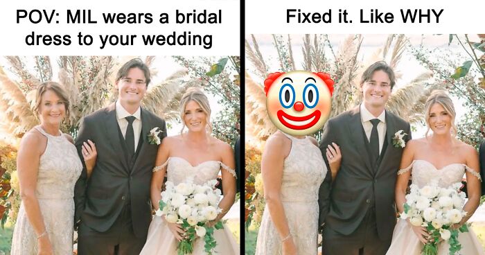 MIL Picks The Worst Possible Dress To Son’s Wedding, Gets Offended They Edit Her In The Photos
