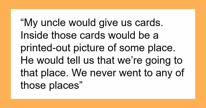 “I Remember How Disappointing It Was”: Woman Confronts Uncle For Gifting Kids “Pictures” Of Trips Instead Of Reality