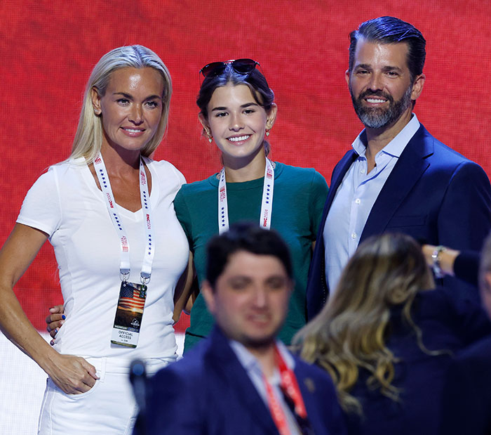 Vanessa Trump with Donald Trump Jr. and their daughter, smiling at an event, despite her harrowing diagnosis.
