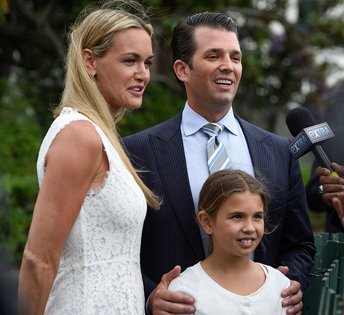 Vanessa Trump, Donald Trump Jr., and their daughter, smiling, as Vanessa Trump reveals her harrowing diagnosis.