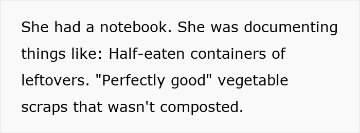 Text listing food waste and vegetable scraps noted in trash audit Text listing food waste and vegetable scraps noted in trash audit