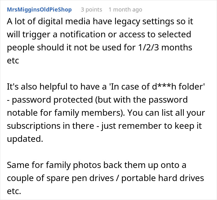 Advice on managing digital afterlife and account legacy settings