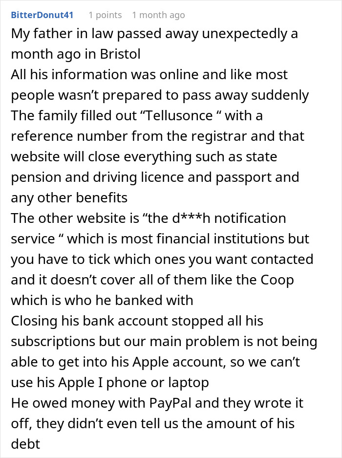 Experience with digital afterlife and account closures after passing