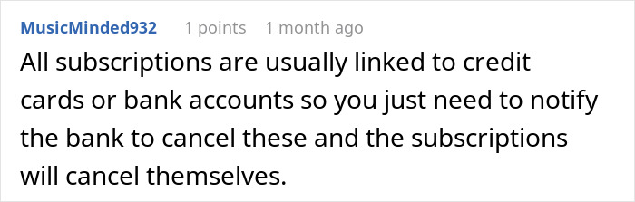 Advice on canceling subscriptions linked to bank accounts after d***h