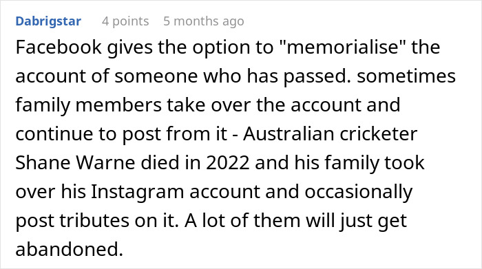 Facebook memorialization option for managing digital afterlife accounts