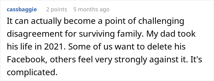 User shares family disagreement about deleting deceased father's Facebook account