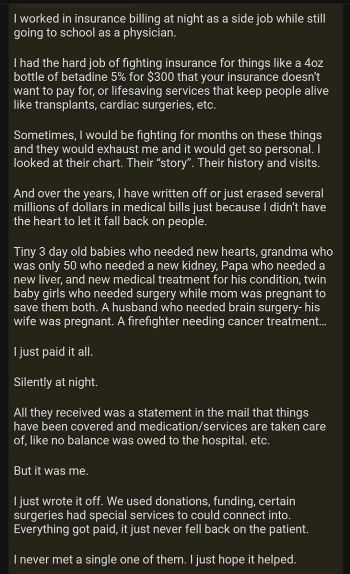 Heartfelt story of insurance billing worker forgiving millions in medical bills to help patients