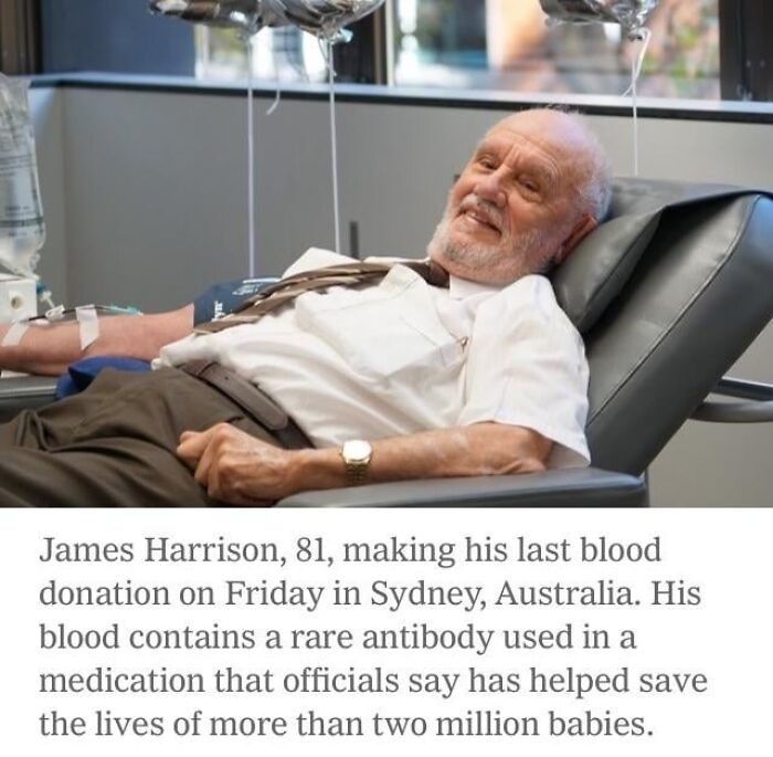 Elderly man donating blood for rare antibody medication in Sydney