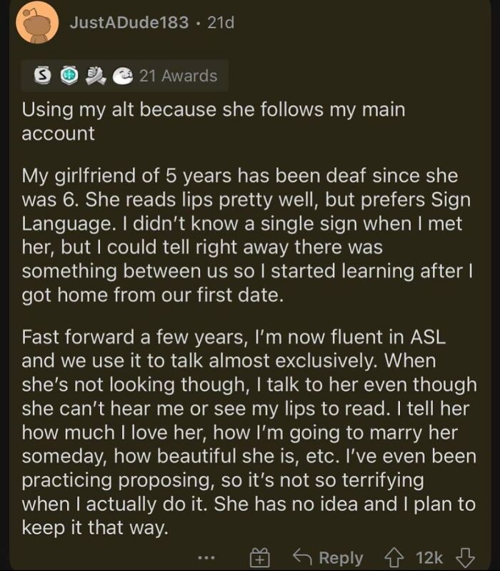Heartwarming tale of learning sign language to communicate with a deaf girlfriend