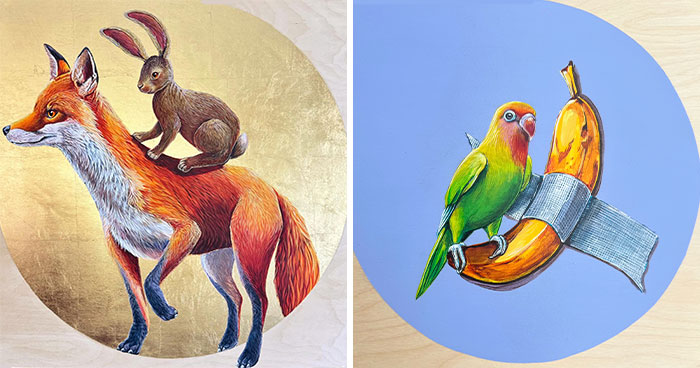This Artist Uses Gold And Copper Leaf To Give Wildlife Paintings A Contemporary Glow (26 Pics)