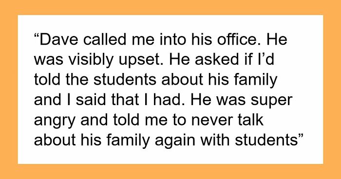 English Teacher Tells Students Her Coworker Has A Wife And Child, Learns Why He Kept It A Secret