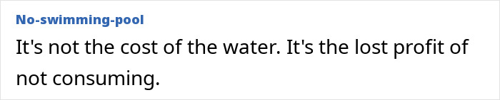 Comment about lost profit related to water consumption in hospitality Comment about lost profit related to water consumption in hospitality