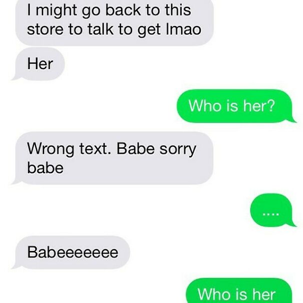 Awkward relationship text about wrong text mentioning another woman