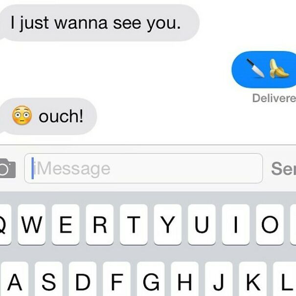 Text message with emojis and an upset reply in painful relationship texts