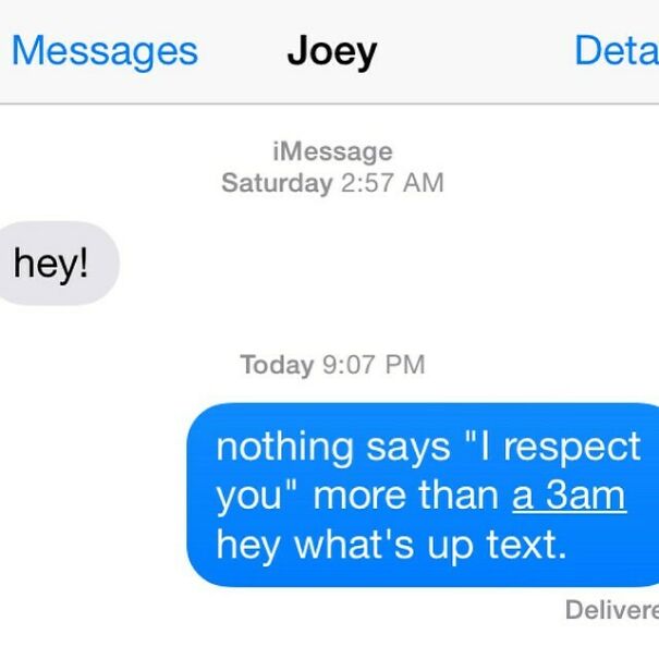 Late night 3am hey text in painful relationship texts