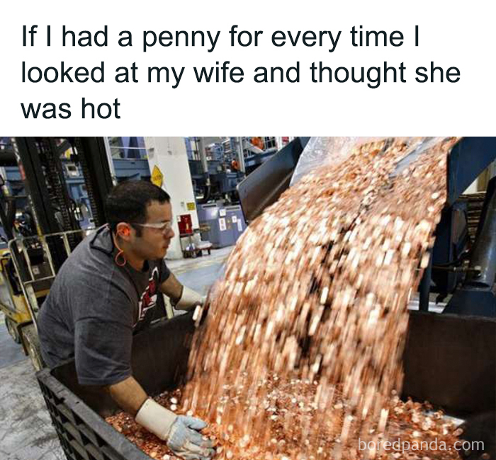 A meme with a person looking at a huge pile of pennies, representing love and sweet posts.