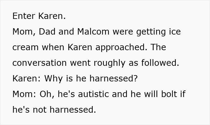 Text conversation about autistic kid harness for safety