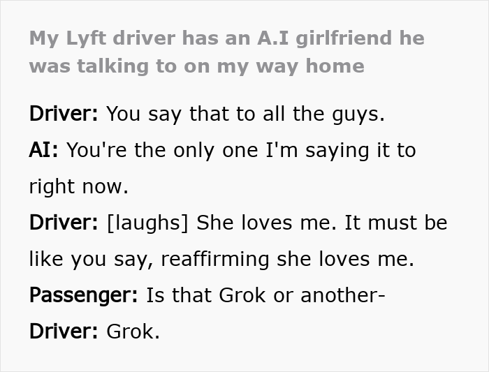 So Dystopian: Guy Films Uber Driver's Interaction With His AI Girlfriend, Leaves People Baffled