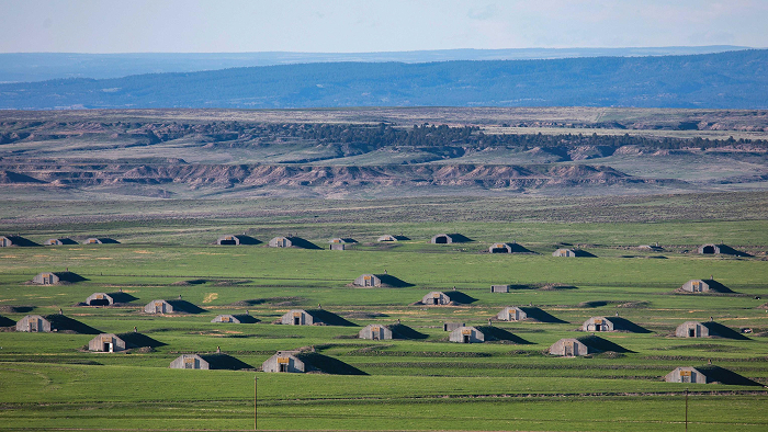 Vivos Xpoint. Rows of secret underground bunkers scattered on grassy landscape