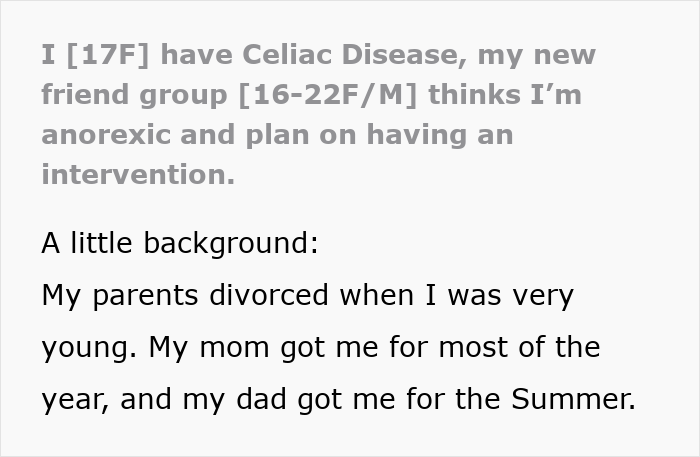 Teens Plan Intervention As 17YO Gets Worryingly Thin, She's Nervous To Expose Her Celiac Disease