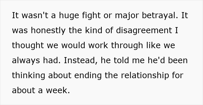 Text post about a disagreement leading to relationship ending Text post about a disagreement leading to relationship ending