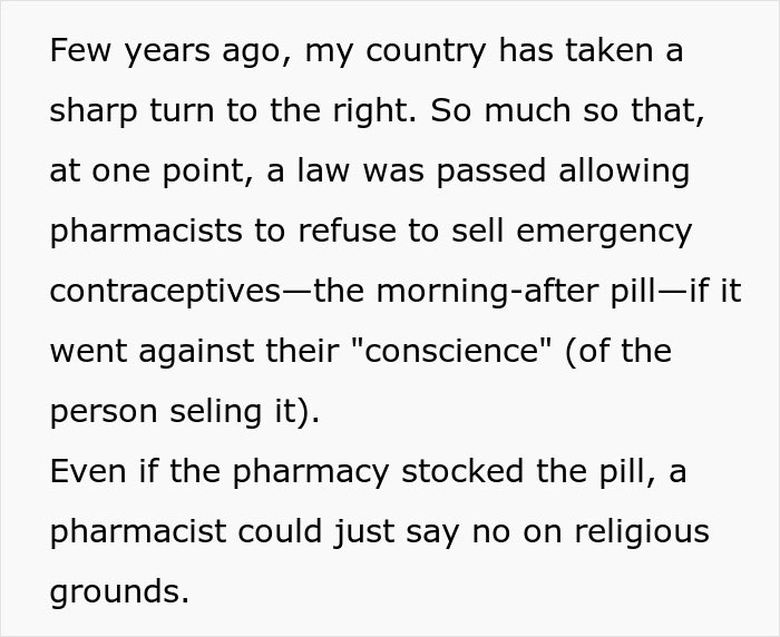 Text explaining new law letting pharmacists refuse emergency contraceptives Text explaining new law letting pharmacists refuse emergency contraceptives