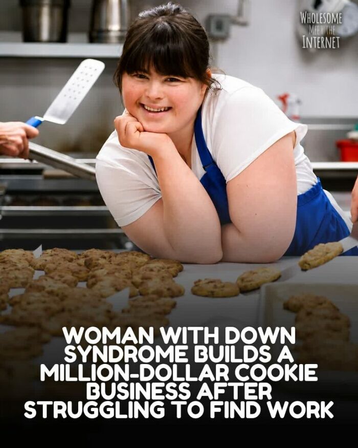 Woman with Down syndrome smiles while baking cookies for her million-dollar cookie business
