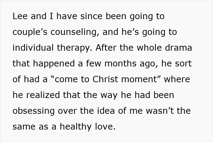 A woman and her husband attend counseling after his stalkerish tendencies were revealed through a memory box. A woman and her husband attend counseling after his stalkerish tendencies were revealed through a memory box.