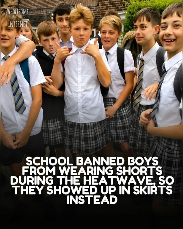 School boys wear skirts after shorts banned during heatwave