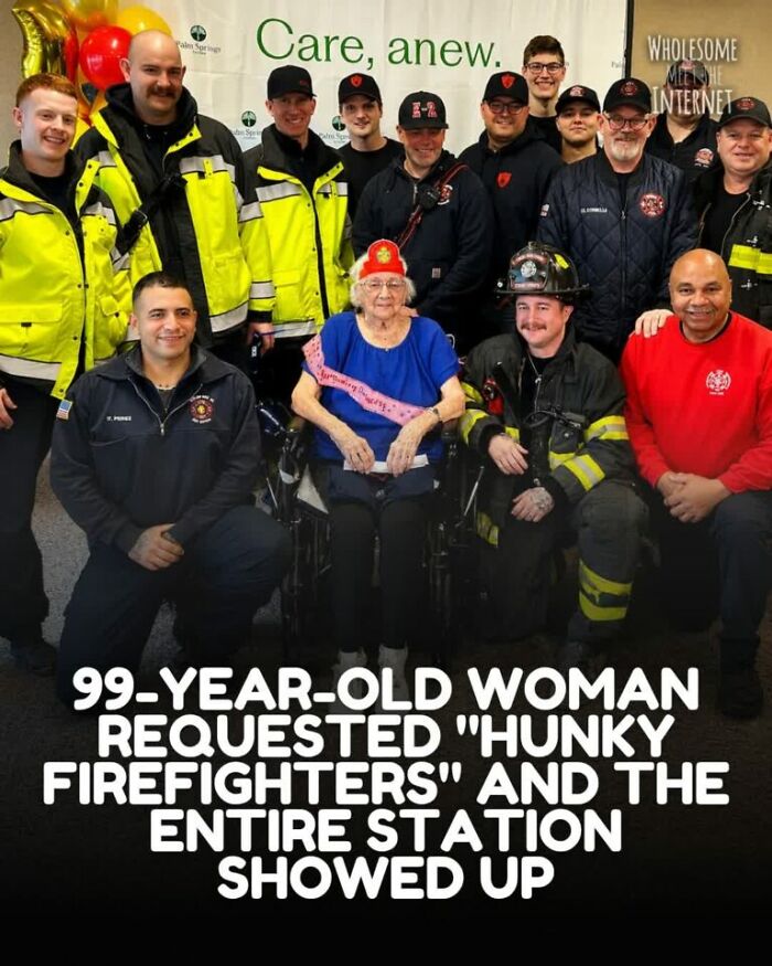 99-year-old woman requested firefighters and entire station showed up to celebrate