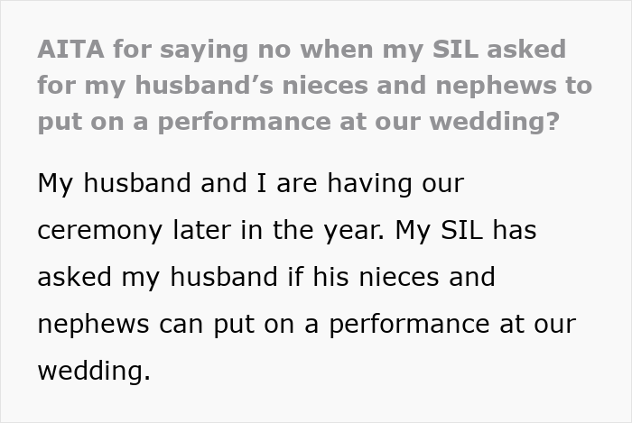 SIL Makes A Weird Demand For The Wedding: "Immediately Said No"