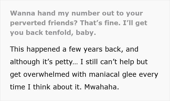 Screenshot of text about an ex trying to embarrass a woman for breaking up with him, resulting in the ex being the joke.