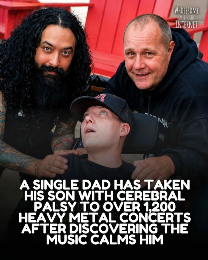 Single dad takes son with cerebral palsy to over 1,200 heavy metal concerts to calm him