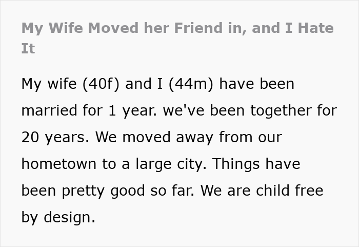 40YO Woman Prioritizes 24YO Friend's Comfort Over Hubby, Lets Her Stay In Their House Indefinitely 40YO Woman Prioritizes 24YO Friend's Comfort Over Hubby, Lets Her Stay In Their House Indefinitely