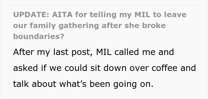 MIL called to talk after breaking family gathering boundaries discussion
