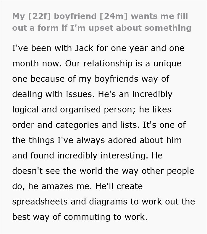 Text describing boyfriend's obsession with data collection and organization Text describing boyfriend's obsession with data collection and organization