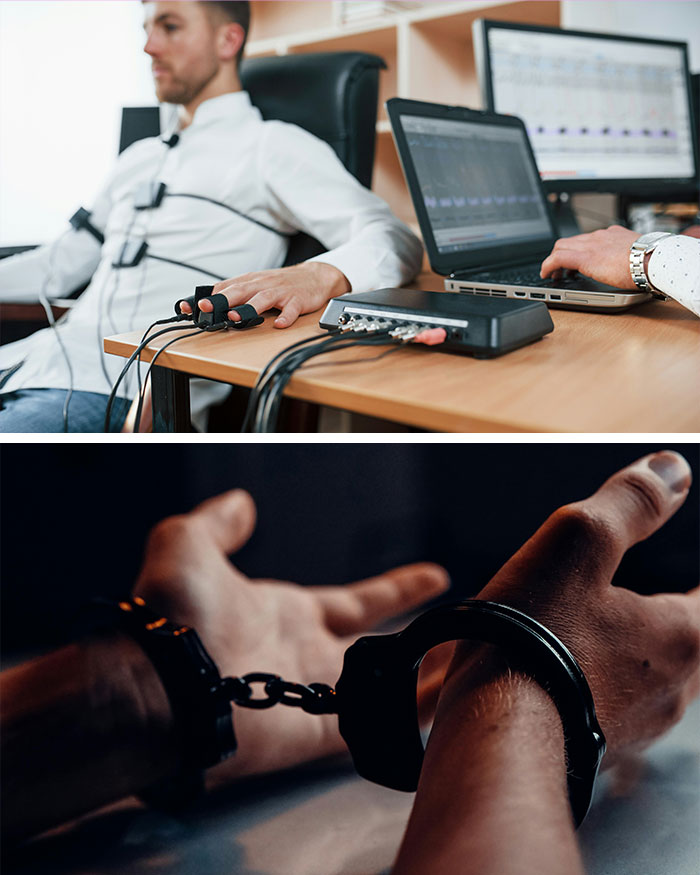 Candidate undergoing a polygraph test during a job interview process
