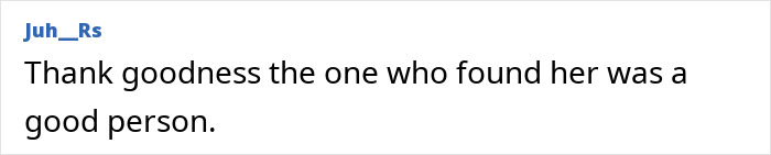 A comment expressing gratitude for the good person who found the baby crawling out at night.
