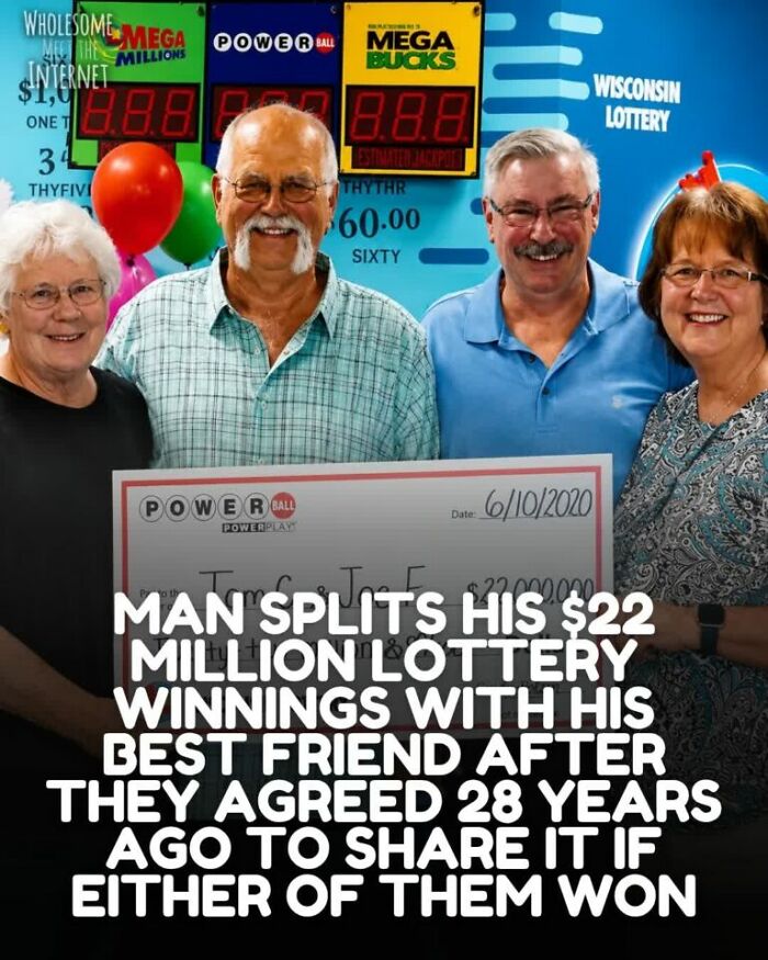 Man splits 22 million lottery winnings with best friend after sharing promise