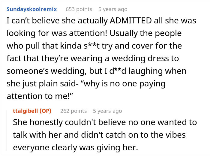 Reddit comment about woman seeking attention at stepbrother's wedding Reddit comment about woman seeking attention at stepbrother's wedding