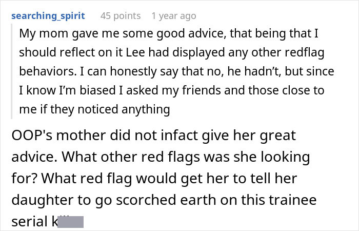 A comment about red flags and a husband's stalkerish tendencies, showing worry for the woman who finds the memory box. A comment about red flags and a husband's stalkerish tendencies, showing worry for the woman who finds the memory box.