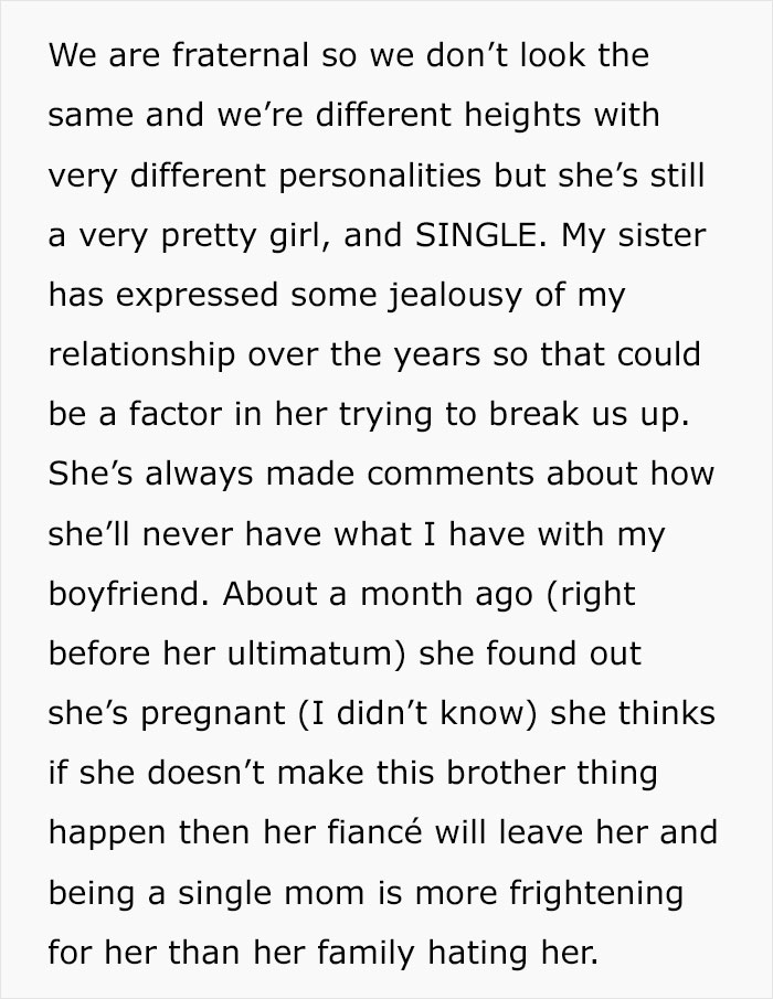 Text about sister's jealousy, pregnancy, and fear of being single mom Text about sister's jealousy, pregnancy, and fear of being single mom