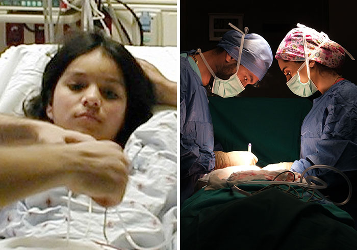 A young woman in a hospital bed and surgeons operating, depicting medical rookie mistakes that transformed into tragedies.