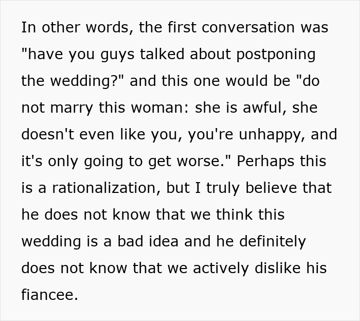 Text discussing bad idea wedding and disliking fiancee Text discussing bad idea wedding and disliking fiancee