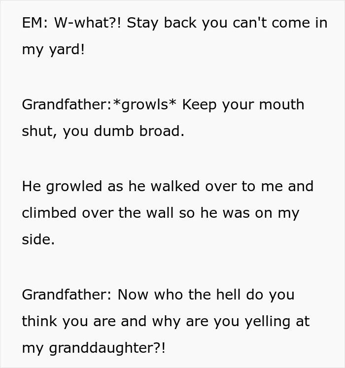 A screenshot of text depicting grandpa delivering a reality check to an entitled mom who called cops for trespassing. A screenshot of text depicting grandpa delivering a reality check to an entitled mom who called cops for trespassing.