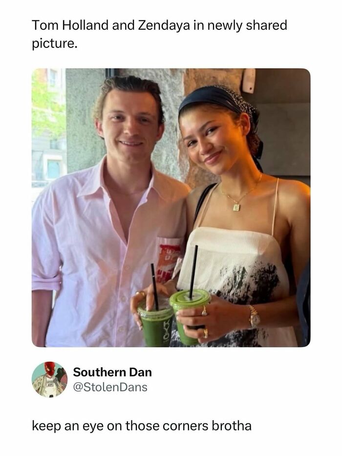 Tom Holland and Zendaya picture offering good vibes and popular culture content.