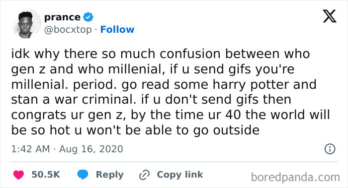 Confusion between Gen Z and millennial based on sending gifs