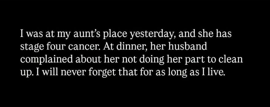 Feminist post about aunt with cancer and husband's complaint triggering sexist attitudes