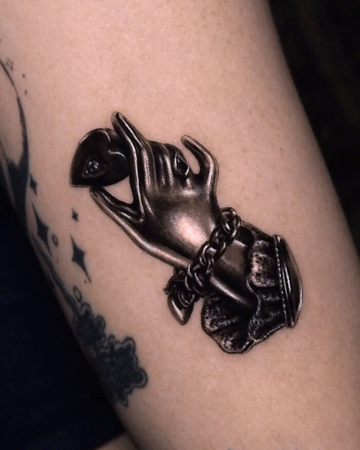 Chrome Hand And Heart